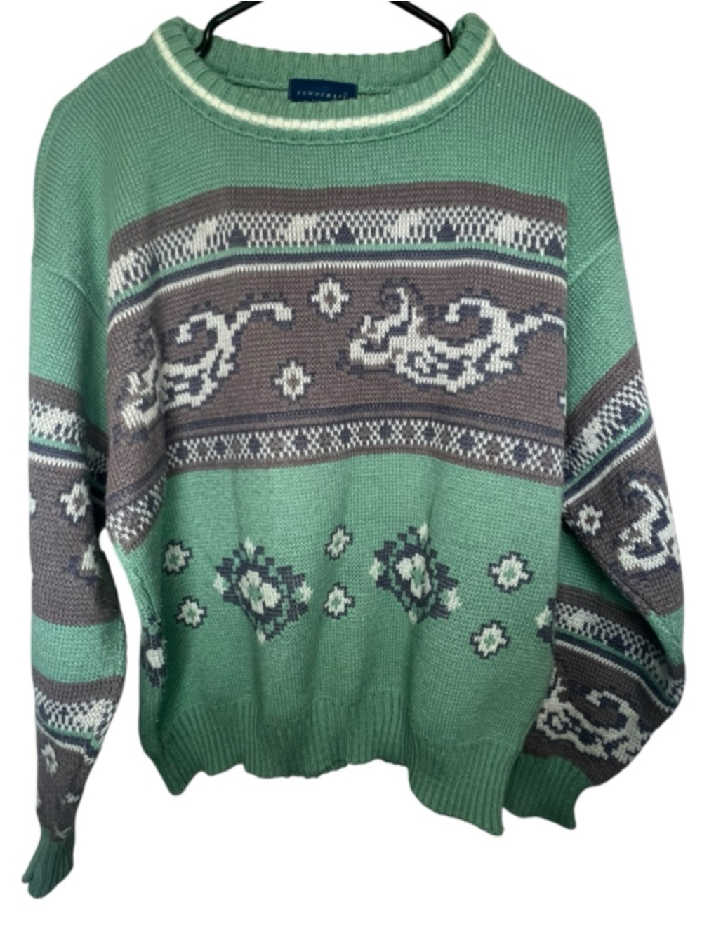 Vintage Towncraft Fair Isle Grandpa Core Knit Pullover Sweater